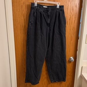 Tibi Black Pleated Denim Pants Jeans, like new, size 29 wide leg barrel